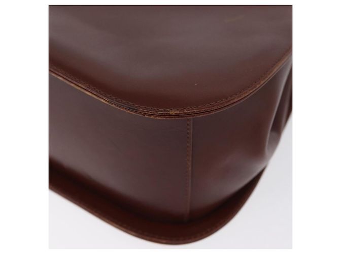 Bolso de Hombro Gancini de Cuero Marrón Dorado Auth 173491 de Salvatore Ferragamo - vista 17