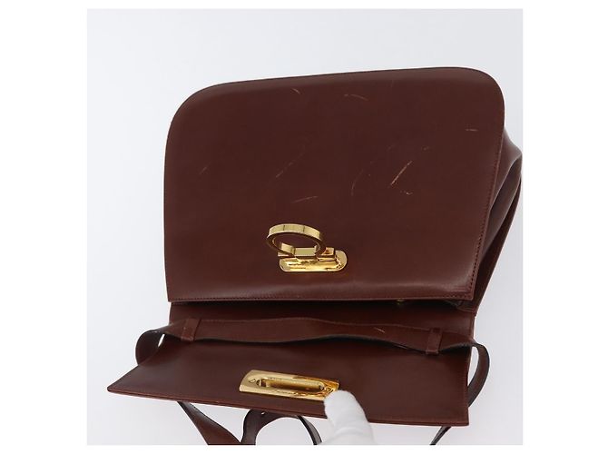 Bolso de Hombro Gancini de Cuero Marrón Dorado Auth 173491 de Salvatore Ferragamo - vista 19
