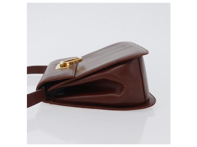 Bolso de Hombro Gancini de Cuero Marrón Dorado Auth 173491 de Salvatore Ferragamo - vista 4