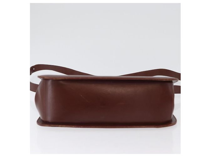 Bolso de Hombro Gancini de Cuero Marrón Dorado Auth 173491 de Salvatore Ferragamo - vista 5