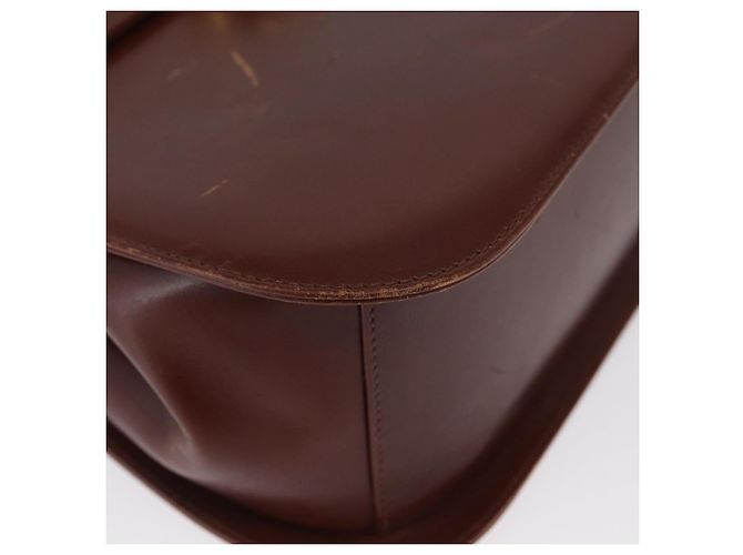 Bolso de Hombro Gancini de Cuero Marrón Dorado Auth 173491 de Salvatore Ferragamo - vista 8