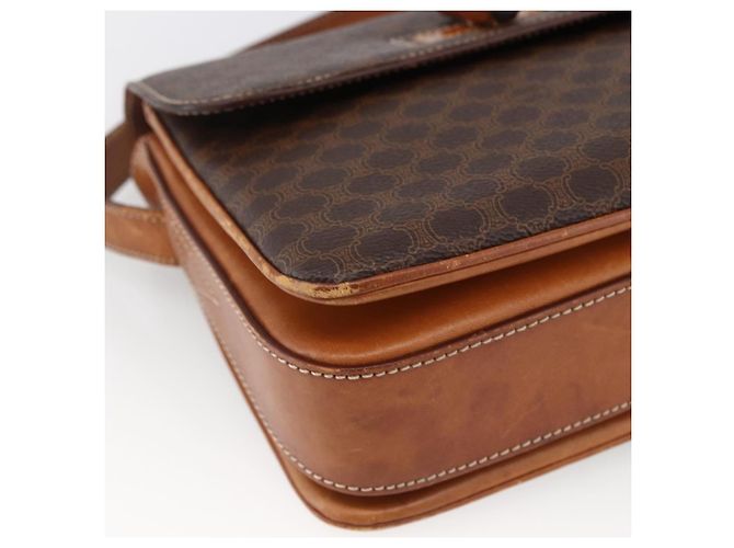 Céline Borsa a Spalla in Tela Macadam CELINE in Pelle PVC Marrone Oro Auth LNZ062 D'oro - vista 14