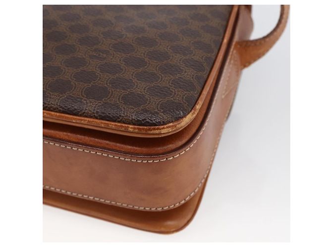 Céline Borsa a Spalla in Tela Macadam CELINE in Pelle PVC Marrone Oro Auth LNZ062 D'oro - vista 15