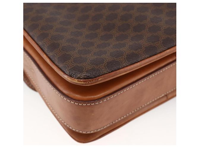 Céline Borsa a Spalla in Tela Macadam CELINE in Pelle PVC Marrone Oro Auth LNZ062 D'oro - vista 16