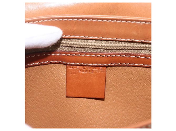 Céline Borsa a Spalla in Tela Macadam CELINE in Pelle PVC Marrone Oro Auth LNZ062 D'oro - vista 17