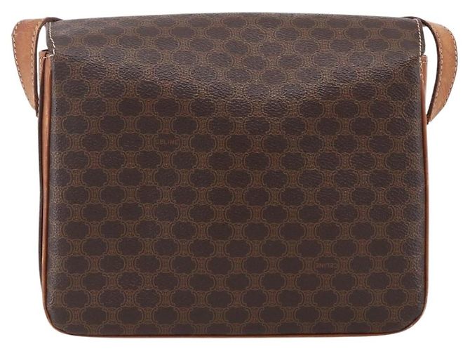 Céline Borsa a Spalla in Tela Macadam CELINE in Pelle PVC Marrone Oro Auth LNZ062 D'oro - vista 2