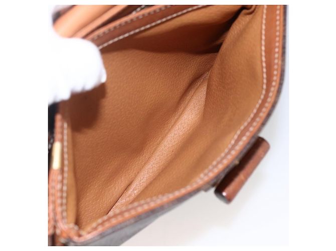 Céline Borsa a Spalla in Tela Macadam CELINE in Pelle PVC Marrone Oro Auth LNZ062 D'oro - vista 22