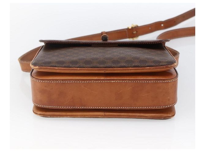 Céline Borsa a Spalla in Tela Macadam CELINE in Pelle PVC Marrone Oro Auth LNZ062 D'oro - vista 5