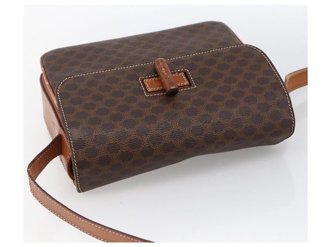 Céline Borsa a Spalla in Tela Macadam CELINE in Pelle PVC Marrone Oro Auth LNZ062 D'oro - vista 6