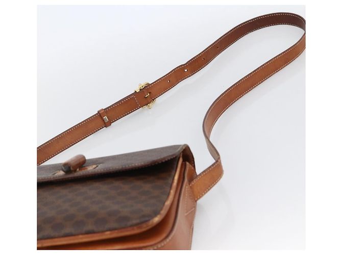Céline Borsa a Spalla in Tela Macadam CELINE in Pelle PVC Marrone Oro Auth LNZ062 D'oro - vista 8
