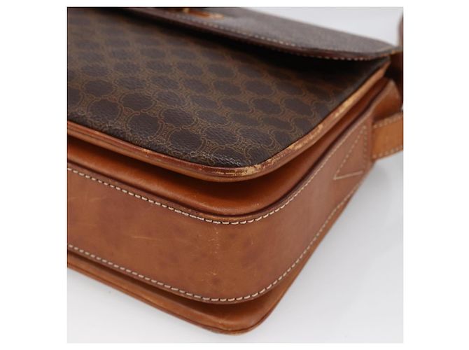 Céline Borsa a Spalla in Tela Macadam CELINE in Pelle PVC Marrone Oro Auth LNZ062 D'oro - vista 9