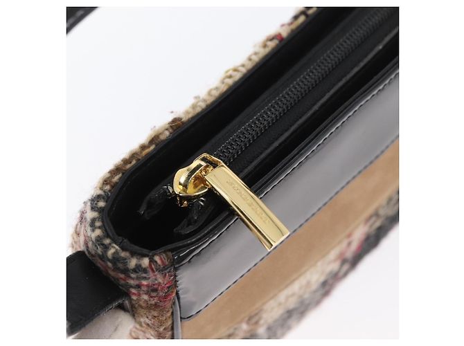 Borsa a spalla Burberry Nova Check in lana beige oro Auth 172950 D'oro - vista 10
