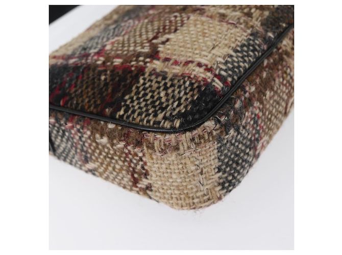 Borsa a spalla Burberry Nova Check in lana beige oro Auth 172950 D'oro - vista 15