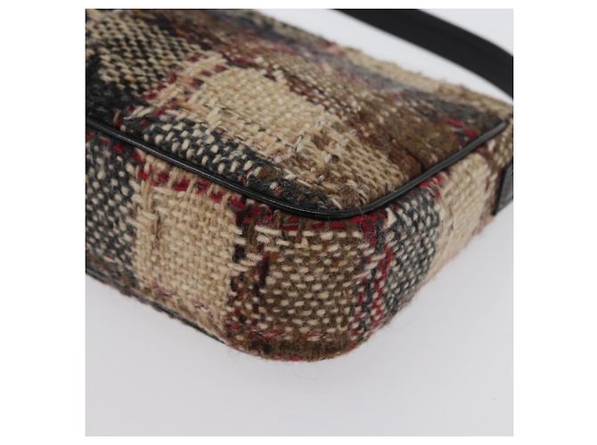 Borsa a spalla Burberry Nova Check in lana beige oro Auth 172950 D'oro - vista 16