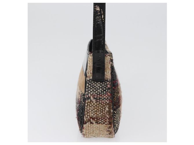 Borsa a spalla Burberry Nova Check in lana beige oro Auth 172950 D'oro - vista 3