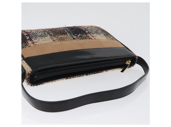 Borsa a spalla Burberry Nova Check in lana beige oro Auth 172950 D'oro - vista 6