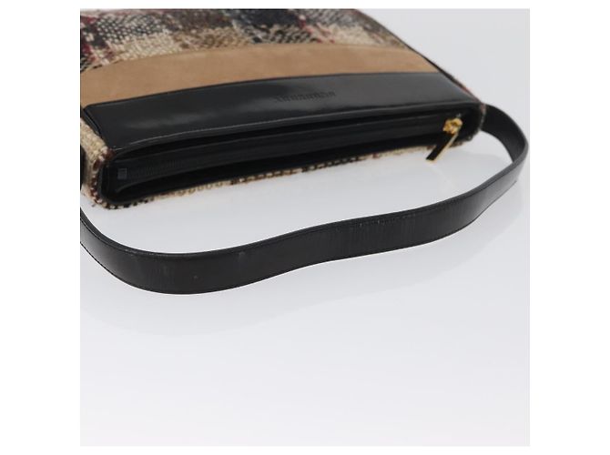 Borsa a spalla Burberry Nova Check in lana beige oro Auth 172950 D'oro - vista 7