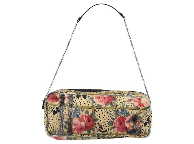 Borsa a Spalla con Catena Christian Dior Satin Beige Auth 168326A - vista 13