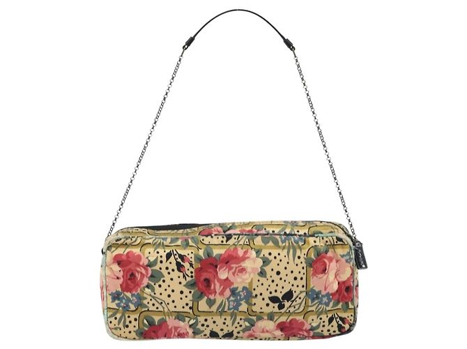 Borsa a Spalla con Catena Christian Dior Satin Beige Auth 168326A - vista 2