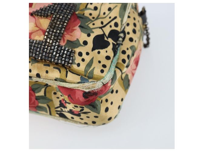 Borsa a Spalla con Catena Christian Dior Satin Beige Auth 168326A - vista 8
