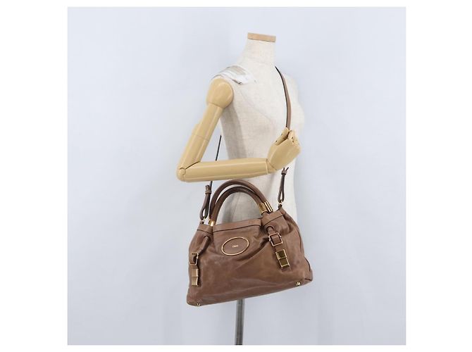 Chloé Borsa a mano Chloe Victoria in pelle 2 in 1 marrone oro Auth BA10608 D'oro - vista 23