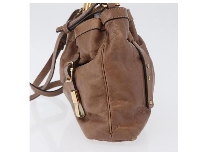 Chloé Borsa a mano Chloe Victoria in pelle 2 in 1 marrone oro Auth BA10608 D'oro - vista 3
