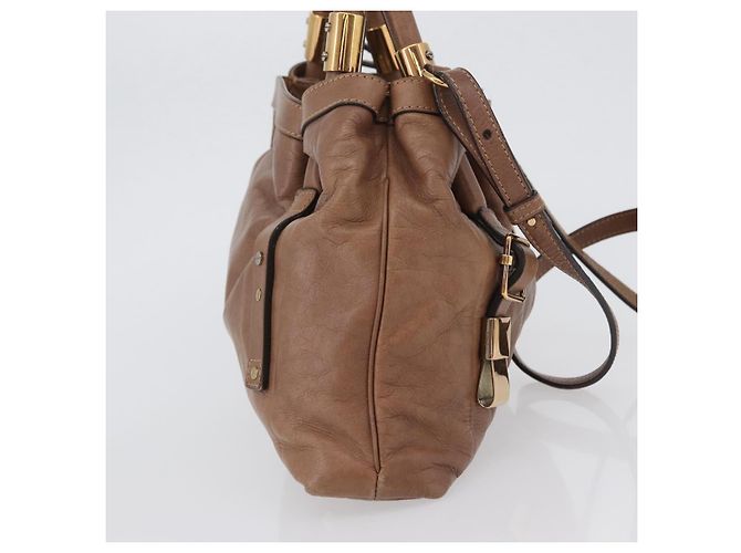 Chloé Borsa a mano Chloe Victoria in pelle 2 in 1 marrone oro Auth BA10608 D'oro - vista 4