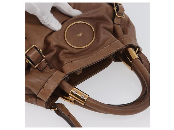 Chloé Borsa a mano Chloe Victoria in pelle 2 in 1 marrone oro Auth BA10608 D'oro - vista 6