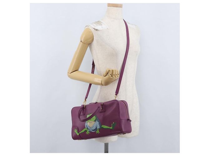 LOEWE Anagram Studio Ghibli Americana 28 Borsa in Pelle 2way Viola Auth 172539SM D'oro Porpora - vista 30