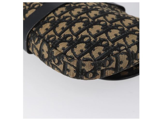 Borsa a Spalla in Tela Trotter Christian Dior Blu Navy Oro Auth 172525 D'oro - vista 17