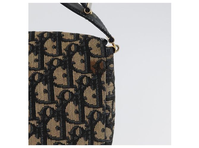 Borsa a Spalla in Tela Trotter Christian Dior Blu Navy Oro Auth 172525 D'oro - vista 3