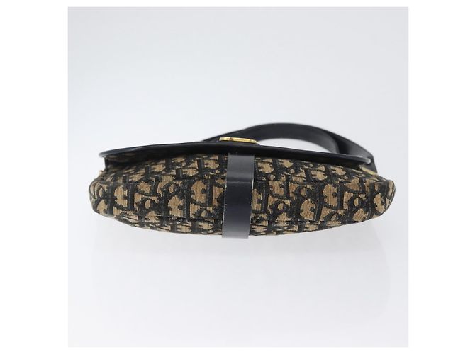 Borsa a Spalla in Tela Trotter Christian Dior Blu Navy Oro Auth 172525 D'oro - vista 6