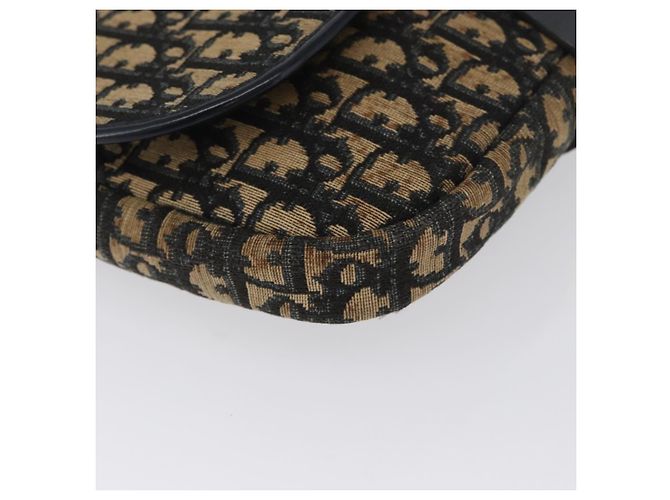 Borsa a Spalla in Tela Trotter Christian Dior Blu Navy Oro Auth 172525 D'oro - vista 9