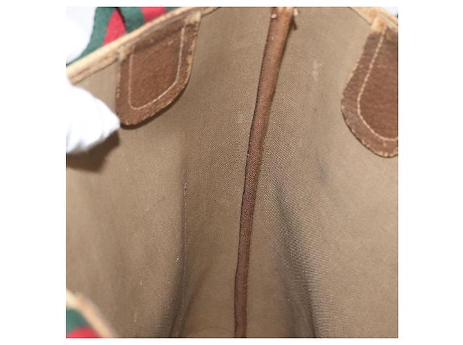 Borsa tote Gucci GG Supreme Web Sherry Line in PVC beige e rosso 39 02 003 Auth ki6528 - vista 20