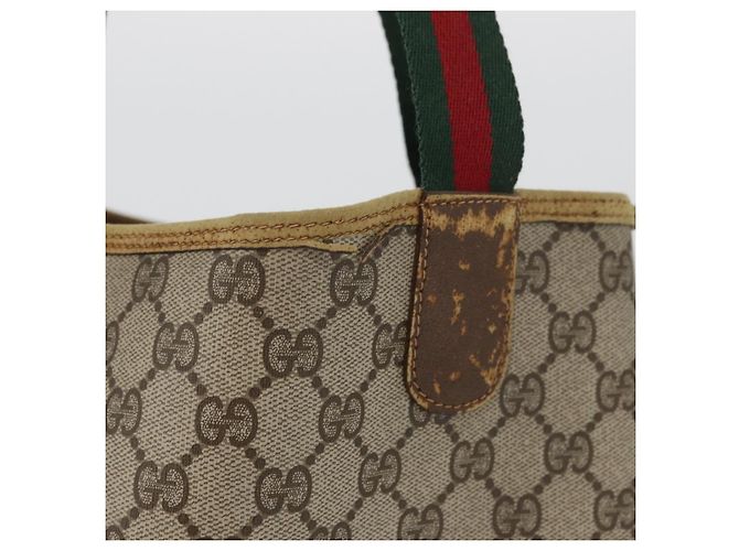 Borsa tote Gucci GG Supreme Web Sherry Line in PVC beige e rosso 39 02 003 Auth ki6528 - vista 3
