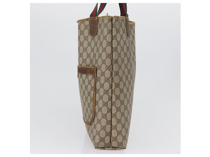 Borsa tote Gucci GG Supreme Web Sherry Line in PVC beige e rosso 39 02 003 Auth ki6528 - vista 4