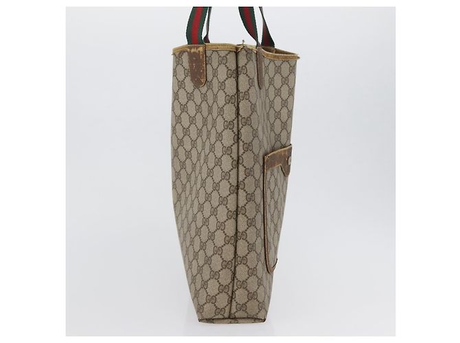 Borsa tote Gucci GG Supreme Web Sherry Line in PVC beige e rosso 39 02 003 Auth ki6528 - vista 5