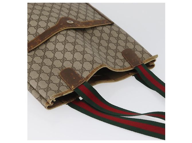 Borsa tote Gucci GG Supreme Web Sherry Line in PVC beige e rosso 39 02 003 Auth ki6528 - vista 7