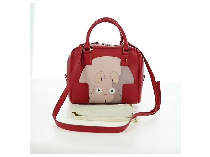 LOEWE - Amazona 21 Tasche aus rotem Leder Spirited Away von Studio Ghibli Auth 166973SM Golden - Ansicht 12