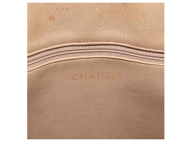 CHANEL Borsa a Spalla Matelassé in Pelle di Agnello Beige Oro CC Auth 172997 D'oro - vista 17