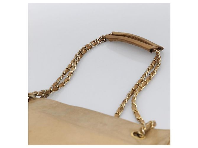 CHANEL Borsa a Spalla Matelassé in Pelle di Agnello Beige Oro CC Auth 172997 D'oro - vista 8