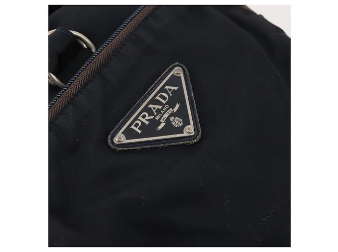 Zaino PRADA in nylon blu navy argento Auth bs33304 - vista 18