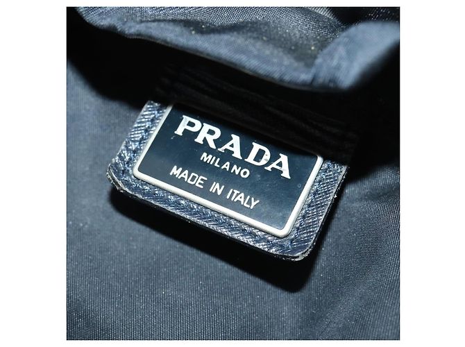 Zaino PRADA in nylon blu navy argento Auth bs33304 - vista 22