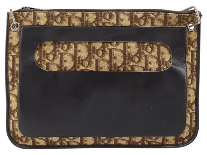 Borsa a Spalla in Tela Trotter Christian Dior Beige Auth LNZ041 - vista 13