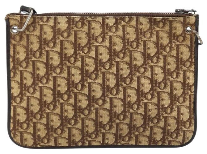 Borsa a Spalla in Tela Trotter Christian Dior Beige Auth LNZ041 - vista 2