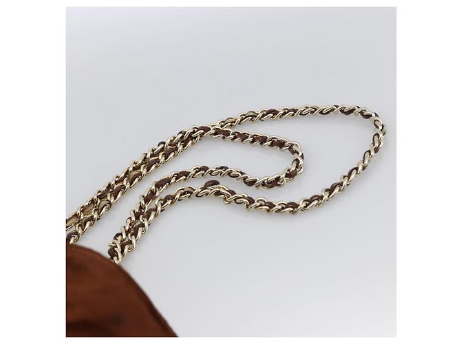 Bolso de Hombro con Cadena PRADA de Nailon Marrón Dorado Auth bs33615 Castaño - vista 8