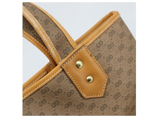 Gucci Borsa tote Micro GG Supreme in PVC beige e oro 002 58 0054 Auth ki6529 D'oro - vista 10