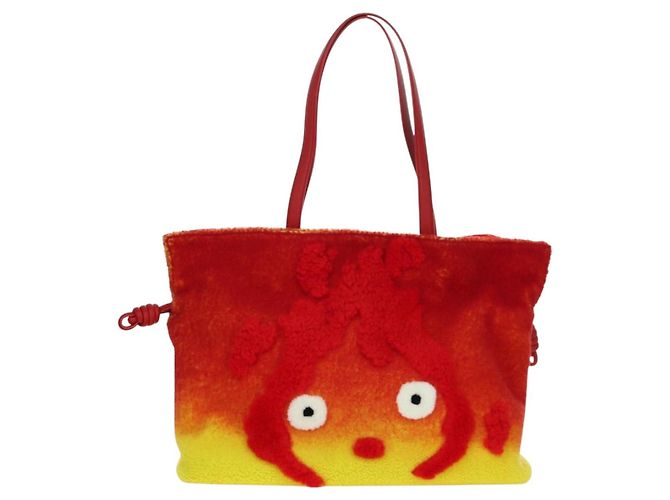 LOEWE - Bolsa Flamenco Calcifer de Ghibli - Castelo Móvel do Howl Auth 166906SM Vermelho - vista 13
