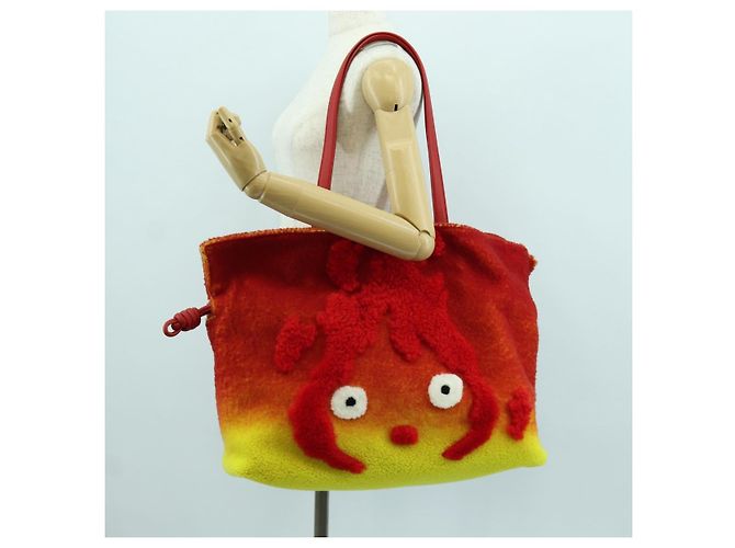 LOEWE - Bolsa Flamenco Calcifer de Ghibli - Castelo Móvel do Howl Auth 166906SM Vermelho - vista 26