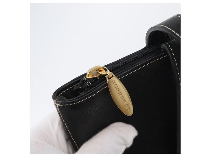 Borsa Tote in Pelle Nera e Oro Auth ka2760 di BURBERRY Nero D'oro - vista 10